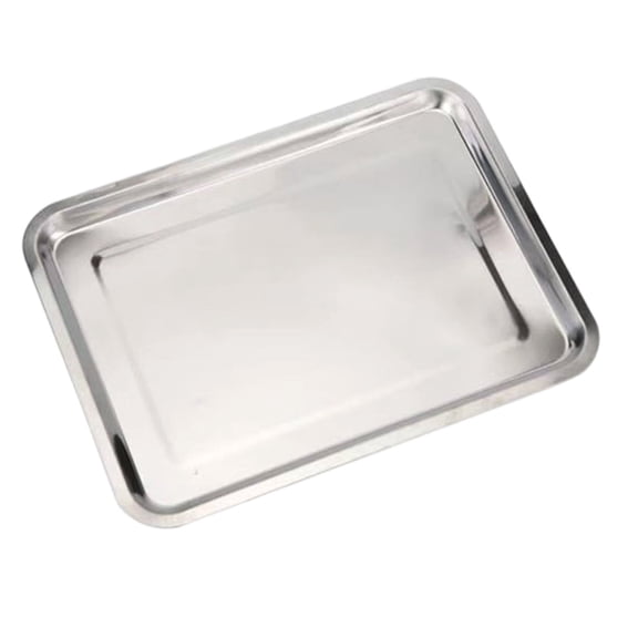 Stainless Steel Plates, Reusable Rectangular Serving Tray, Metal Food Tray Plate, Decorative Organizer Tray for BBQ, Dining, Party, Buffet and Baking, Roasting and Serving,Sliver,12.7x8.7x0.8 in