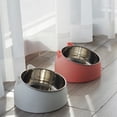 thumbnail image 3 of Bol pour Chat en Acier Inoxydable Net Celebrant Bol pour Chien Bol Double Protection de la Colonne Cervicale Bol pour Chat Bassin Alimentaire Explosif Oblique Fournitures pour Chat, 3 of 7