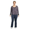 thumbnail image 3 of Terry & Sky Women’s Plus Size Henley Waffle Tee with Long Sleeves, 2- Pack, 3 of 5