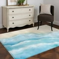 thumbnail image 4 of Ocean Beach Washable Area Rugs 2.7'x5', Gradient Blue Ocean Waves Beige Beach Low Pile Throw Living Room Rug Non-Slip Sturdy Edge Binding Carpet for Indoor Entryway Bedside Kitchen, 4 of 9