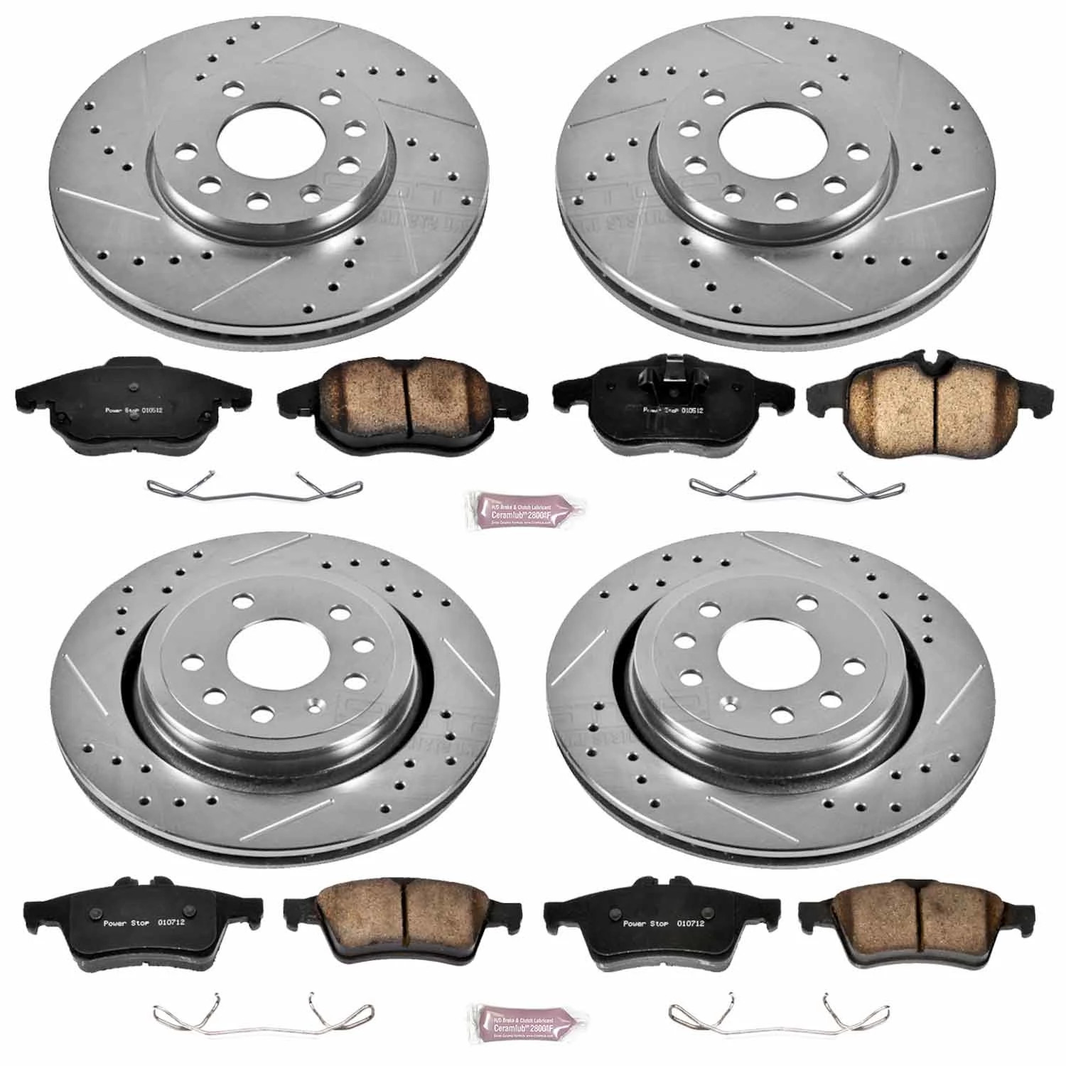 PowerStop Front and Rear Z23 Evolution Sport Carbon-Fiber Ceramic Brake Pad and Drilled & Slotted Rotor Kit Fits: SAAB Select Models K4054