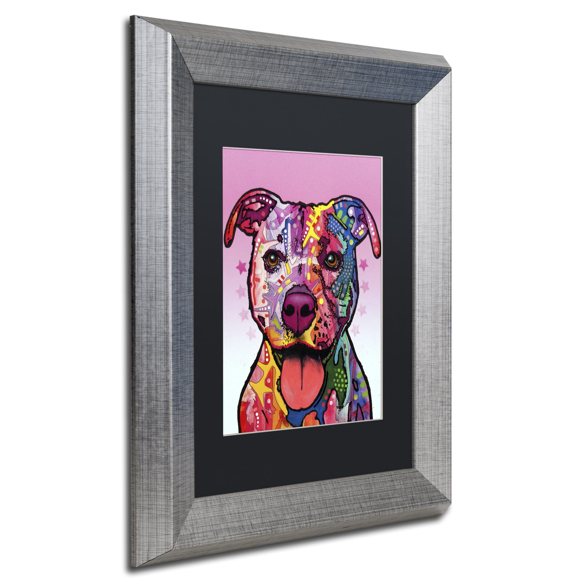Trademark Fine Art "Cherish The Pitbull" Canvas Art by Dean Russo, Black Matte, Silver Frame