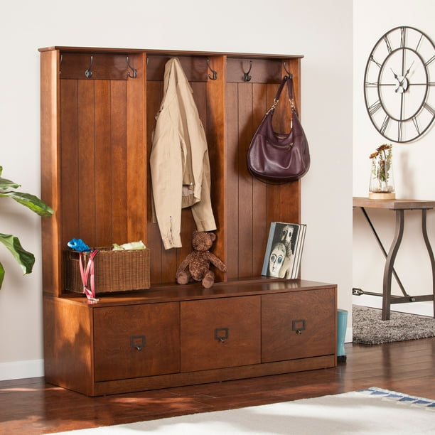 Southern Enterprises Remii Entryway Storage Unit, Transitional Style, Whiskey Maple Walmart