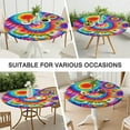 thumbnail image 7 of Colorful Rainbow Tie Dye Spiral Pattern Round Fitted Tablecloth with Elastic Edge,Dining Table Cover Waterproof,Outdoor Round Tablecloth for Camping,Dining,Indoor and Outdoor, 7 of 7