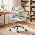 thumbnail image 2 of Xixirimido Colorful Bright Rose Floral Pattern Swivel Office Arm Chair Covers Stretch Soft Desk Chair Slipcovers, Curved Back Leisure Armrest Chair Protector Accent Dining Chair Cover, 2 of 7