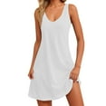 thumbnail image 1 of Abcnature Robe Midi d'Été Décontractée Sans Manches à Col en V pour Femmes avec Poches - Légère, Respirante, Coupe Ample, Élégante, Couleur Unie, 1 of 6