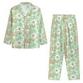 thumbnail image 4 of SCRAWLGOD White Daisy Woman Pajamas Long Sleeve Button Up Pj Tops for Women Sleepwear V Neck 2 Set Outfits for Women Size 4XL Lightweight Nightwear Set Women, 4 of 7