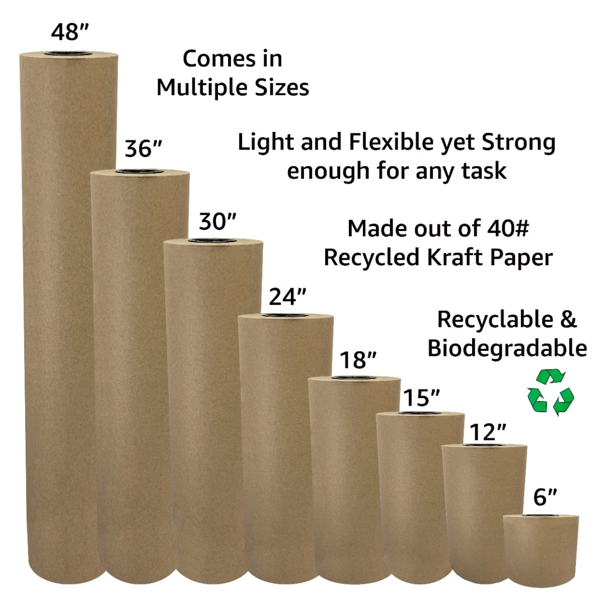 UOFFICE Kraft Paper Roll 765'x18" 40lb Strength