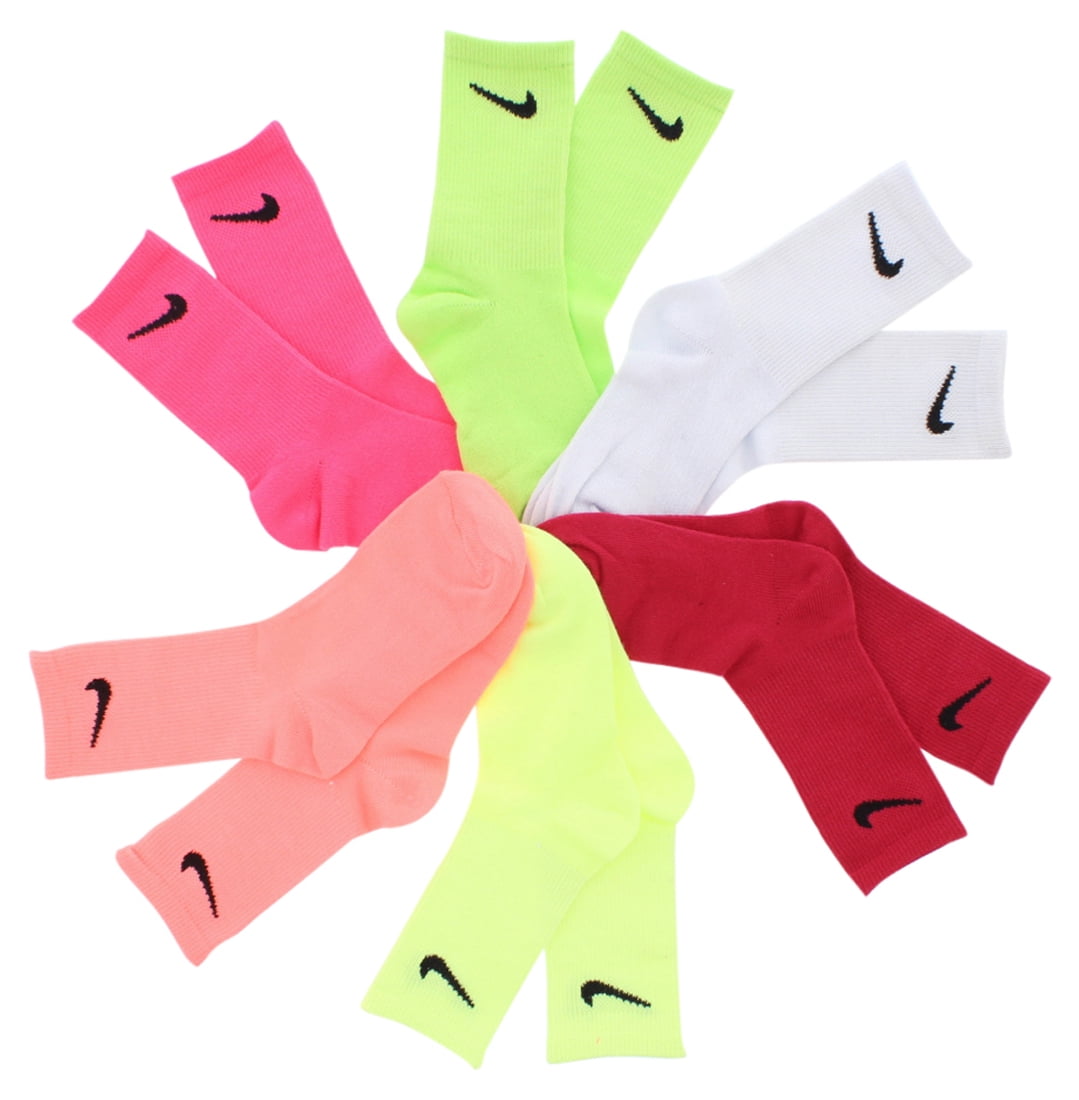 Nike Girls Six Pack Crew Socks Fuschia
