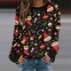 thumbnail image 4 of Sudadera navideña de manga larga para mujer, gorro de Papá Noel con dibujos animados coloridos, jersey con estampado de bastón de caramelo, Top con cuello redondo, camisas sueltas, 4 of 5