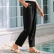 thumbnail image 2 of Pantalones casuales de lino para mujer: diseño elástico de cintura alta transpirable, 2 of 6