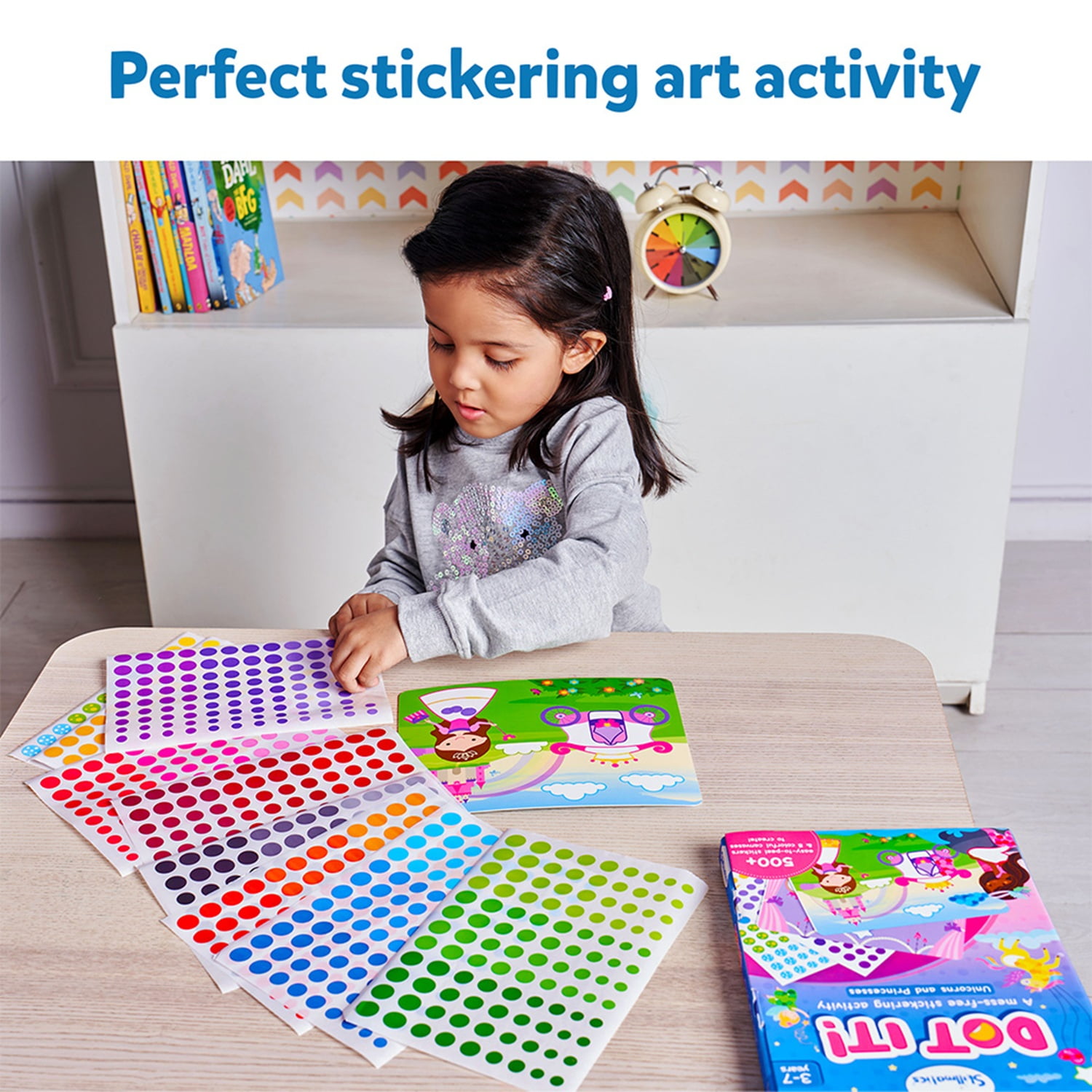 Skillmatics Dot It Sticker Art - Unicorns & Princesses, Mess-Free Fun for Kids, 500+ Stickers, Craft Kits, DIY Scrapbooking Activity, Travel Toys, Gifts for Girls & Boys Ages 3, 4, 5, 6, 7