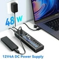 thumbnail image 4 of Powered USB Hub 3.2, AUBEAMTO 10-Port USB 3.2/USB C Hub (10Gbps USB-A 3.2 +2 USB-C 3.2 +7 USB 3.0 Ports) with Individual On/Off Switches and 12V Power Adapter, Aluminum USB Hub Powered for Laptop PC, 4 of 8