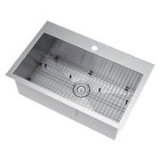 Exclusive Heritage 33x22 Single Bowl Topmount Stainless Steel Kitchen Sink with Strainer and Grid