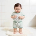 thumbnail image 2 of REDARER Baby Boys Stripe Waffle Knit "Mama's Boy" Romper & Shorts 2-Piece Outfit,6-9 Months, 2 of 4