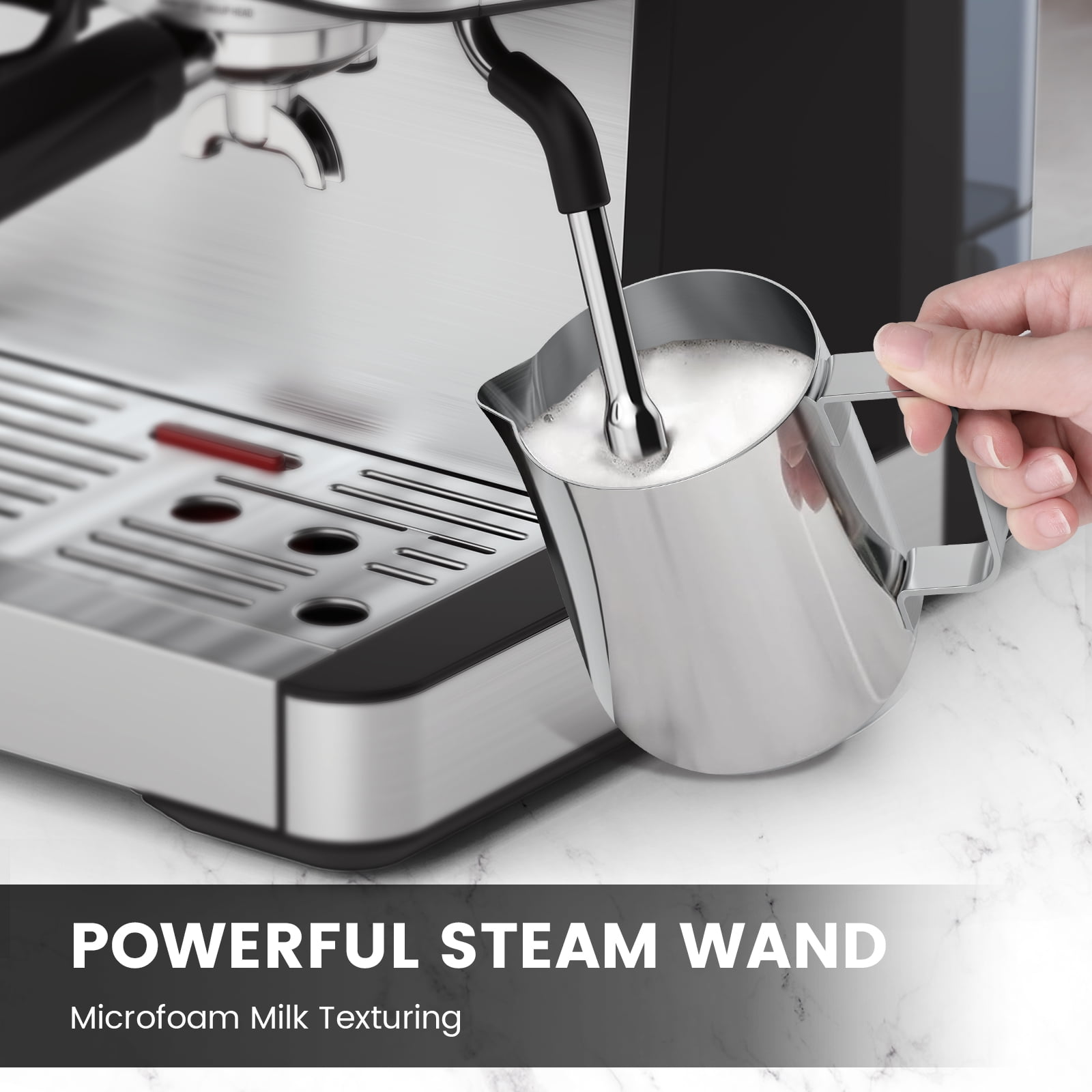 Espresso Machine with Grinder, 15 Bar Expresso Coffee Machines with Milk Frother Steam Wand, Professional Coffee Maker with Removable Water Tank, Cappuccino & Latte Machine for Home