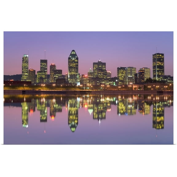 Great BIG Canvas | "Skyline At Twilight, Montreal, Quebec, Canada" Art Print - 36x24