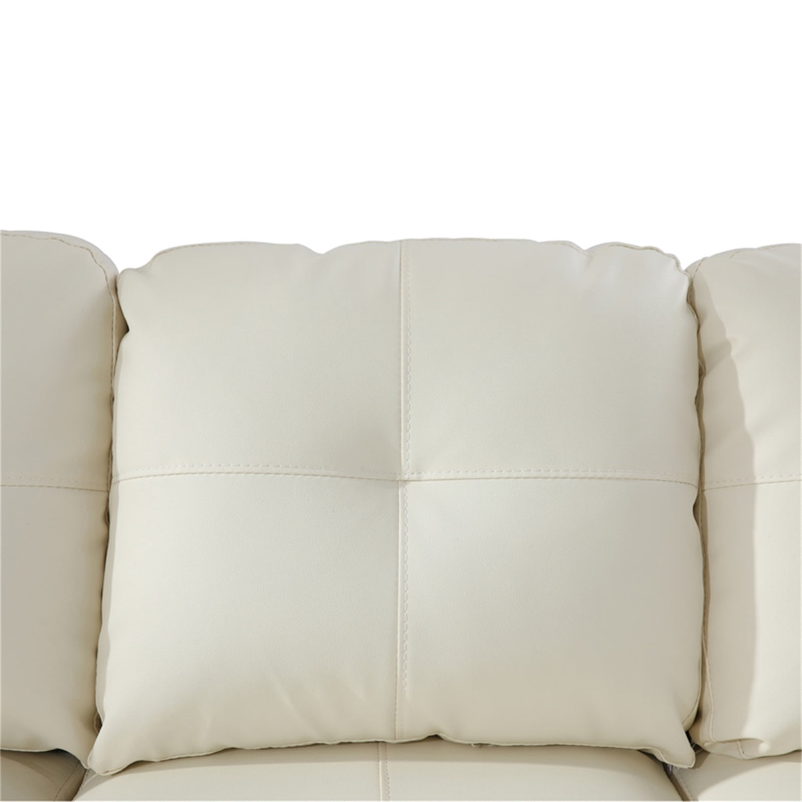 Hommoo Faux Leather Living Room Furniture Set, Sectional Sofa Set, Right Side, White