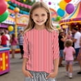 thumbnail image 2 of XUELUO Big Girls T-Shirts Carnival Three Quarter Sleeve Crewneck Stripe Print Tshirts Spring Soft Daily Comfortable Girl Tops, 2 of 5