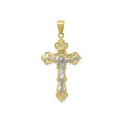 FJC Finejewelers 10 kt Two Tone Gold Themed Two-tone INRI Fleur De Lis Crucifix Pendant 47.89 mm
