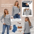 thumbnail image 2 of TEMOFON Long Sleeve Shirts for Women Fall Womens Tops with Button Crew Neck Lightweight Sweater for Women, 2 of 4