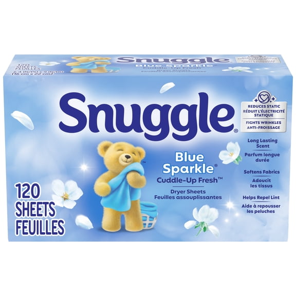 Snuggle Fabric Softener Dryer Sheets, Blue Sparkle, 120 Count