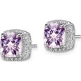 thumbnail image 2 of Sterling Silver Rhodium-Plated Pink Quartz And Diamond Earrings (11 X 11) Made In Thailand qe9850pq, 2 of 5