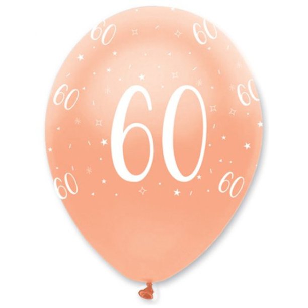 Creative Party - Globos Diseño Con estampado de Látex 60 Cumpleaños - Pack de 6 (Oro Rosado)