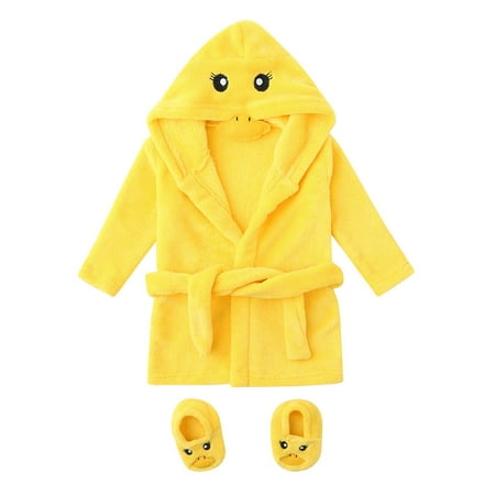

Funicet Pajamas for Infant Boys Girls Cartoon Flannel Bathrobes Soft Robe Hooded Sleepwear+Footwear Outfits Plush Sleepwear