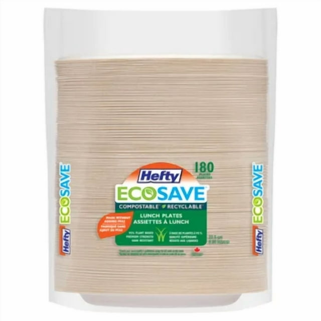 Hefty Assiettes en Papier EcoSave pour Lunch Assiettes Jetables - Lot de 180