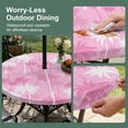thumbnail image 5 of Round Outdoor Tablecloth with Umbrella Hole and Zipper, Tropical Palm Tree Tablecloth with Elastic Waterproof, Magenta Pink Plants Coastal Leaf Beach Patio Table Covers for 31" - 35" Pool Tables, 5 of 9