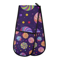 Yayeee Double Oven Mitt Kitchen Heat Resistant Baking 35" x7" Quilted Glove, Candy Cosmic Swirls