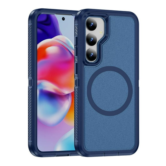 Magnetic Case for Samsung Galaxy S24 Plus Clear Compatible with Magsafe, Hybrid Protective Silicone Bumper, Slim Smooth Sleek Matte Frosted Case for Men Women for Samsung Galaxy S24 Plus, Blue