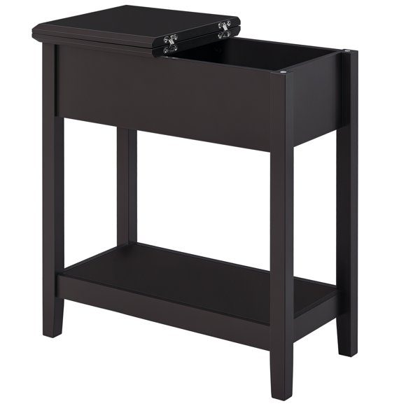 HOMCOM Flip Top End Table, Narrow Side Table with Storage Shelf Bedroom