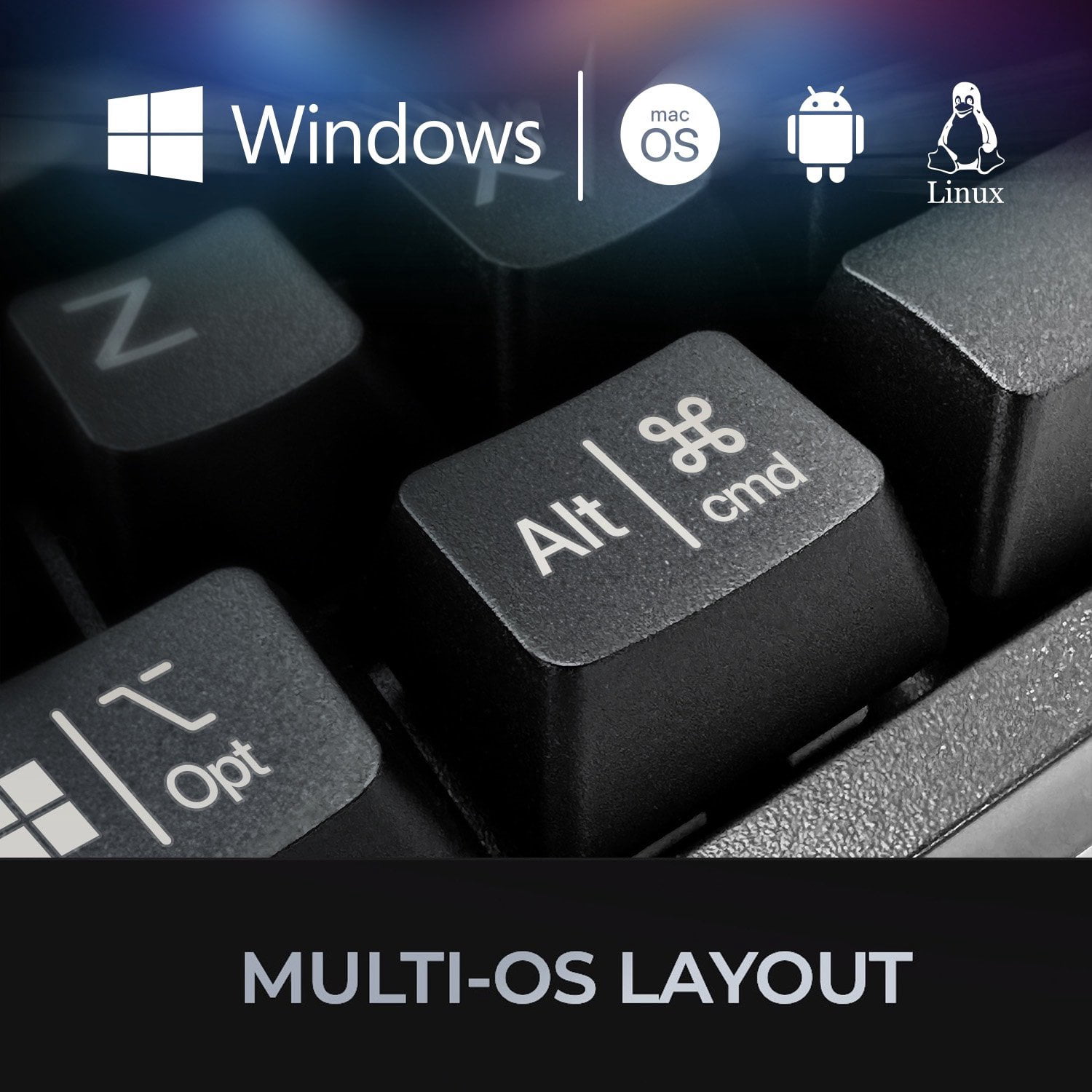 Adesso AKB-610UB Multi-OS Mechanical Compact Keyboard with Copilot Ai Hotkey, Blue Switch, Clicky and Tactile