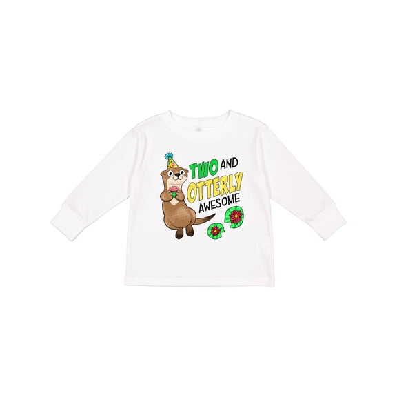 Inktastic Two and Otterly Awesome Cute Second Birthday Otter Boys or Girls Long Sleeve Toddler T-Shirt