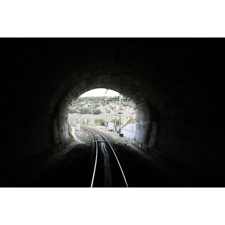 Train Mountain Railroad - Canvas Print Train Light Railway Crimea Tunnel Mountain Stretched Canvas 10 x 14