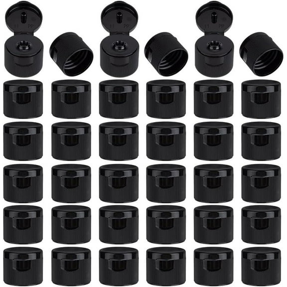 36Pcs Black Flip Top Caps 1 Inch thick Plastic Flip Bottle Caps With 0.18 Inch Orifice Replacement Flip-Top Dispensing Caps Inner Diameter 1.1 Inch