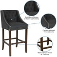 thumbnail image 5 of Flash Furniture Carmel Series 30" High Transitional Tufted Walnut Barstool with Accent Nail Trim in Charcoal Fabric, 5 of 12