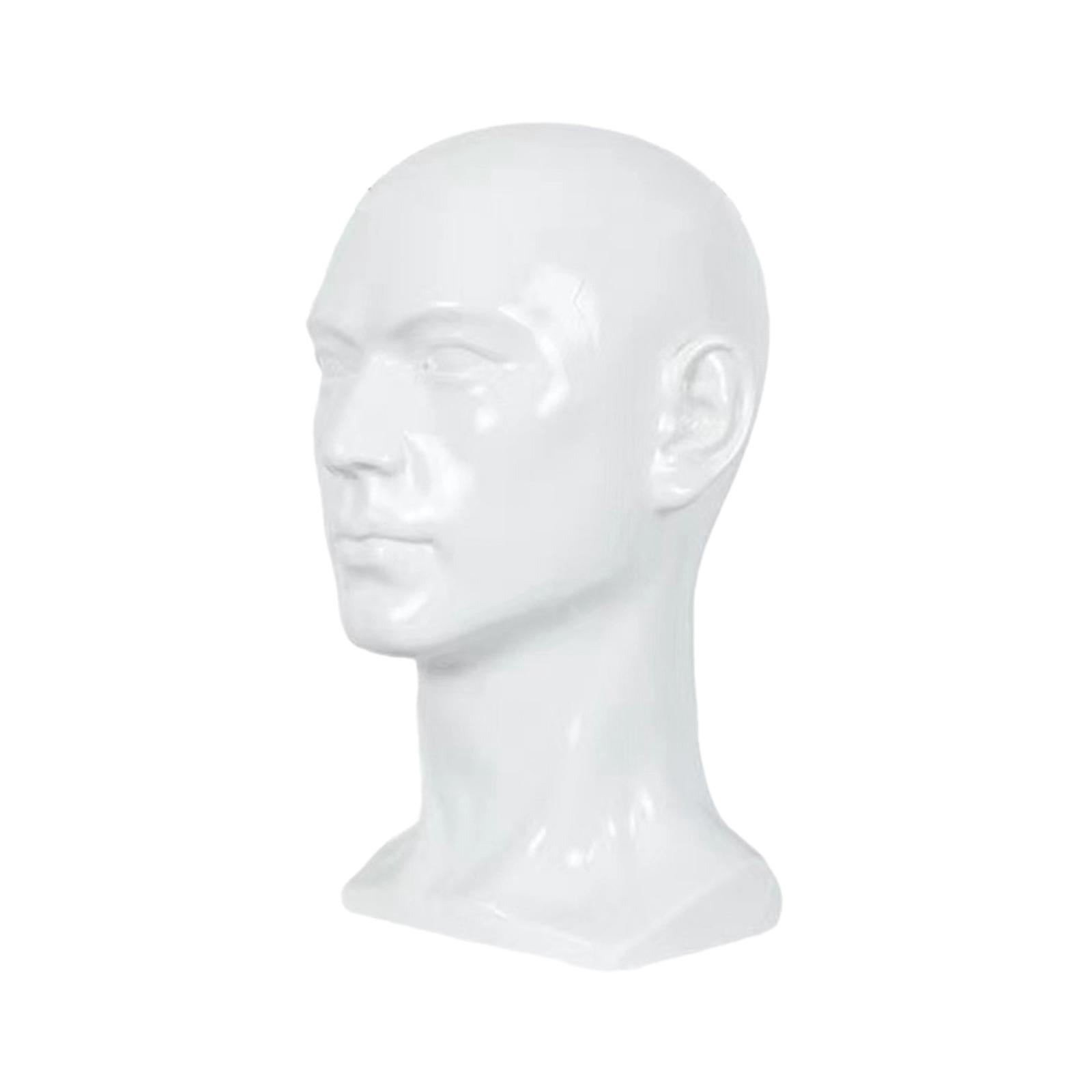 Serenable Male Mannequin Head Freestanding Stand for Making Market Barber Shop Glossy White