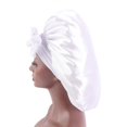 thumbnail image 5 of Satin Bonnet Silk Bonnet Hair Bonnet (burgundy + sky blue + dark green) Jumbo Size for Sleepi, 5 of 5
