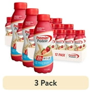 (3 pack) Premier Protein Shake, Strawberries & Cream, 30g Protein, 11.5 fl oz, 12 ct