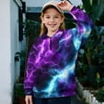 thumbnail image 2 of Uorisanigo Girls Half Zipper Sweatshirts Loose Long Sleeve Pullover Top Size 5-14 Drop Shoulder Blue Purple Lightning Quarter Zipper Cropped Sweatshirt Teen Girl School Athletic Tops, 2 of 7