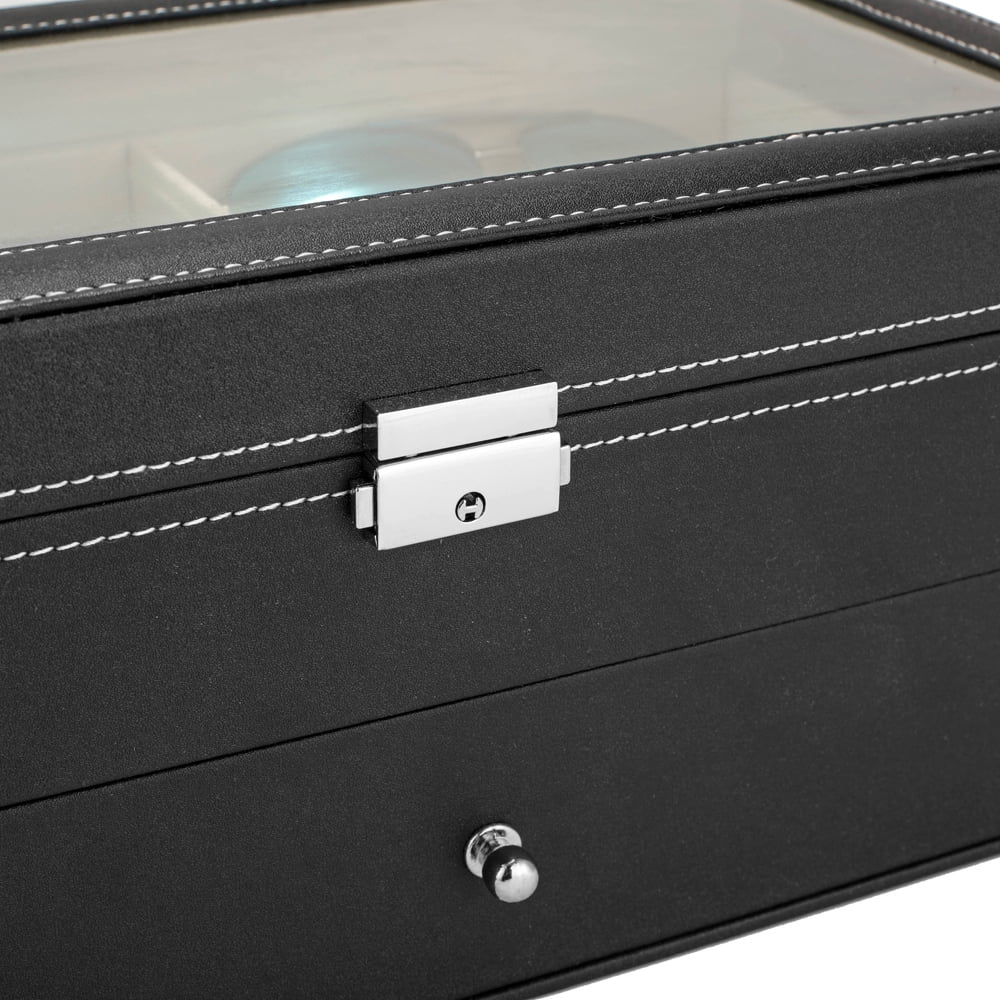 12 Piece Eyeglasses Storage and Sunglass Glasses Display Drawer Lockable Case Organizer, Black