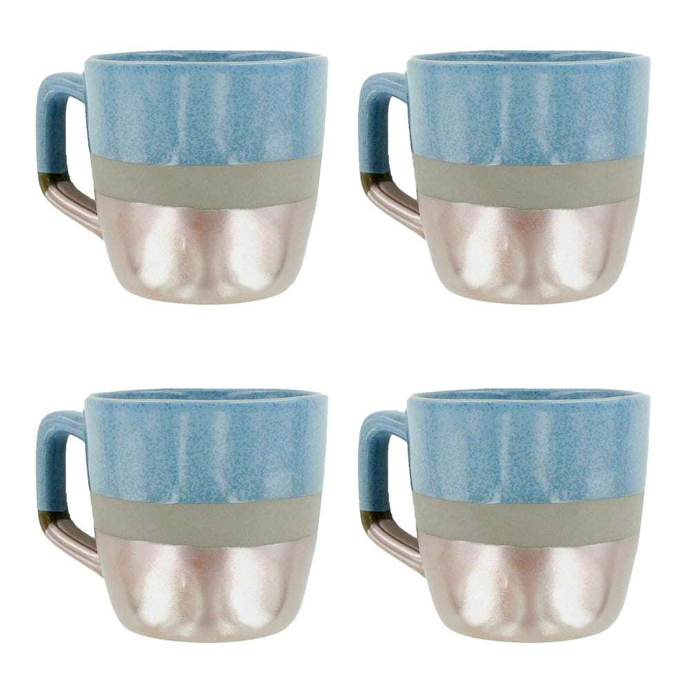 Pfaltzgraff 16-ounce Stoneware Coffee or Tea Mug, Rose Gold and Blue 4