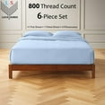 thumbnail image 2 of 6-PC Full XL Organic 800-TC Cotton Sheet Set - 12" Deep Pockets with 4 Pillowcases - Light Blue, 2 of 7