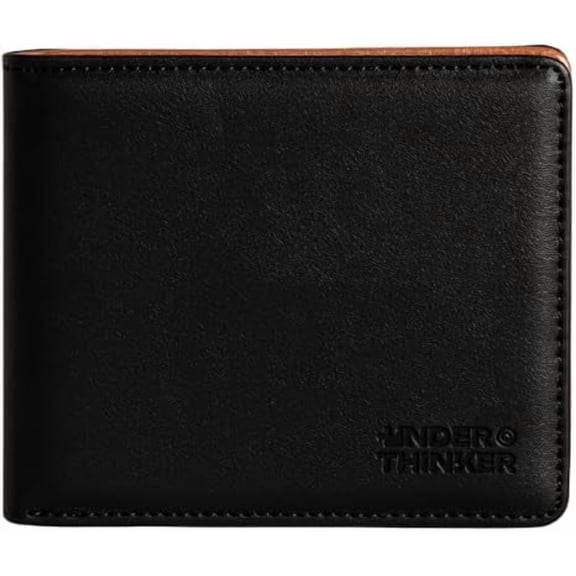 UNDER THINKER Mavo RFID Blocking Wallet for Men, PU Leather Bifold Wallet with Card Slots, ID Window and Cash Pocket, Brown