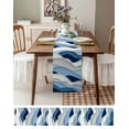 thumbnail image 6 of Blue White Ombre Table Runner Modern Geometric Moire Abstract Art Tablerunners 14 x 72 Inch, Table Decorations Tabletop Scarf for Summer Gathering Holiday Farmhouse Kitchen Dining Decor, 6 of 6