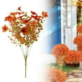 thumbnail image 2 of Fall Flowers Artificial for Decoration, Artificial Fall Mums Flowers for Outdoors, Fake Flowers Daisy Eucalyptus Realistic Uv Resistant for Garden Patio Porch Home Decor (7, Orange-Green Leaves), 2 of 9