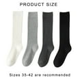 thumbnail image 5 of Classical Knee Length Socks 5 Pairs Cotton Preppy Ribbed Stockings for Ladies, 5 of 17